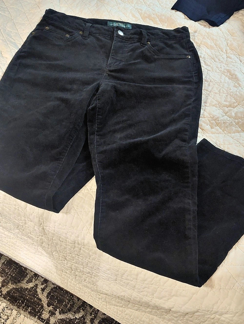 Lauren Ralph Lauren Black Straight Leg Cordoroy Pants